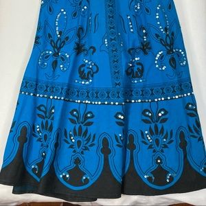Tantrums Collection, Large, Turquoise and Black Boho Skirt W/ Sequins